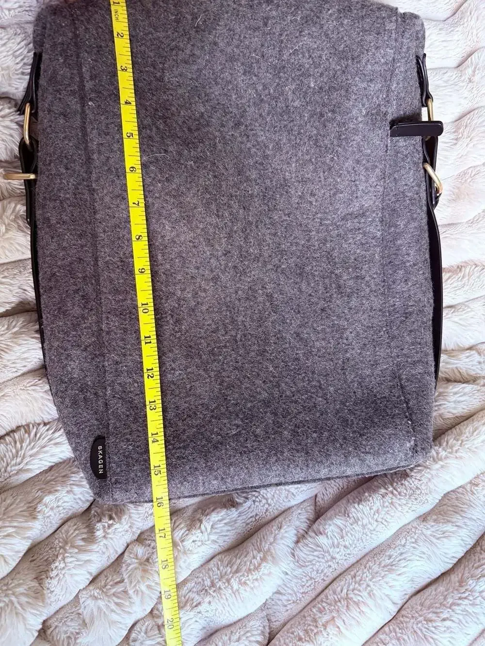 Skagen Kroyer Grey Felt and Leather Convertible Backpack Messenger Bag